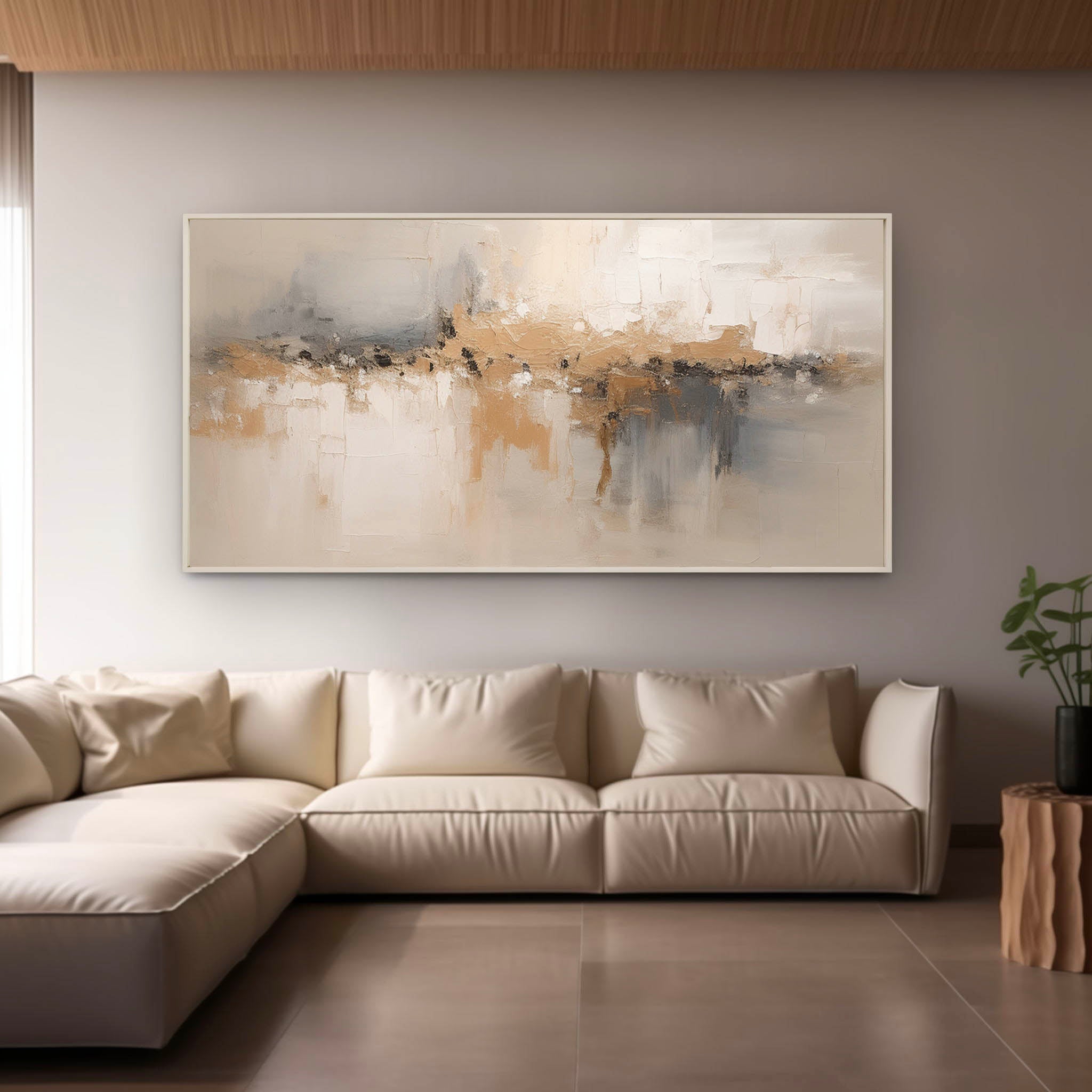 Minimalist Beige Abstract Wall Art Modern Beige Texture Painting Nordic Minimalist Painting