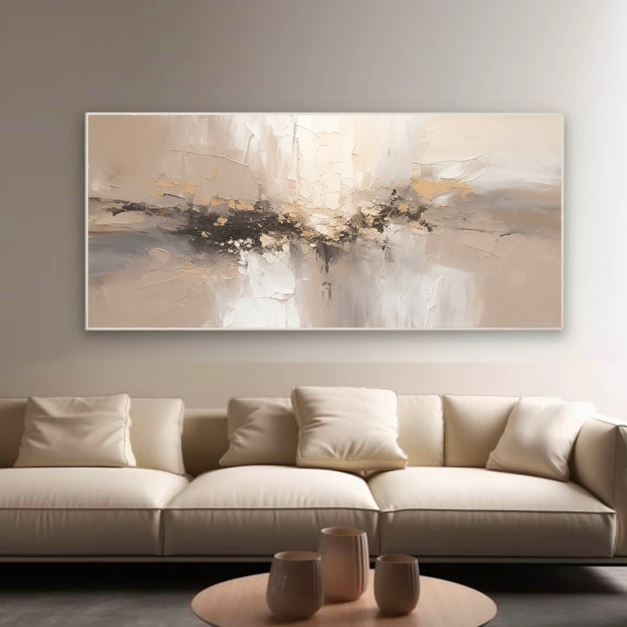 Minimalist Beige Texture Painting Minimalist Nature Wall Art Large Beige Wall Art