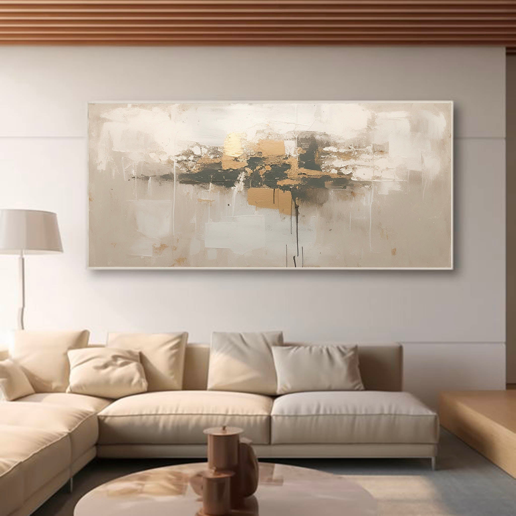 Large Beige Abstract Painting Minimalist Neutral Wall Art Modern Abstract Art Painting