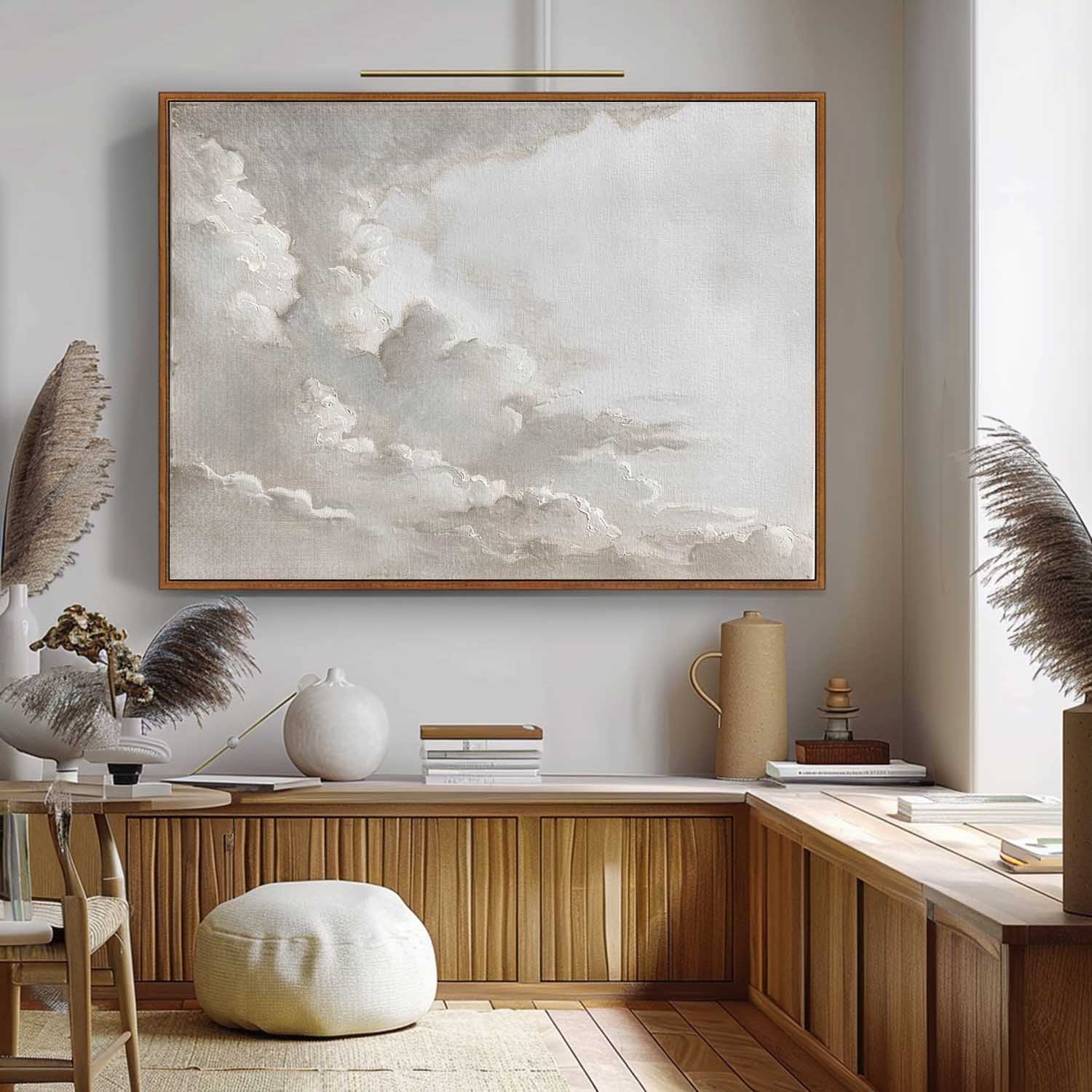 Large Landscape Vintage Painting Original Cloud Painting On Canvas Cloudy Sky Oil Painting Antique Art