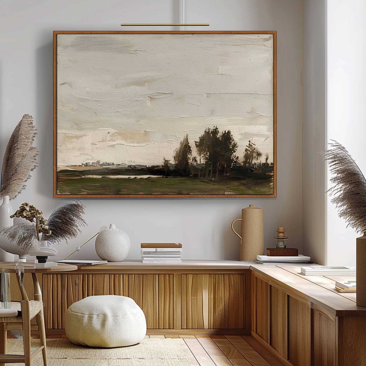 Vintage Wall Art Landscape Oil Painting Framed Canvas Wall Decor Vintage Landscape Framed Art