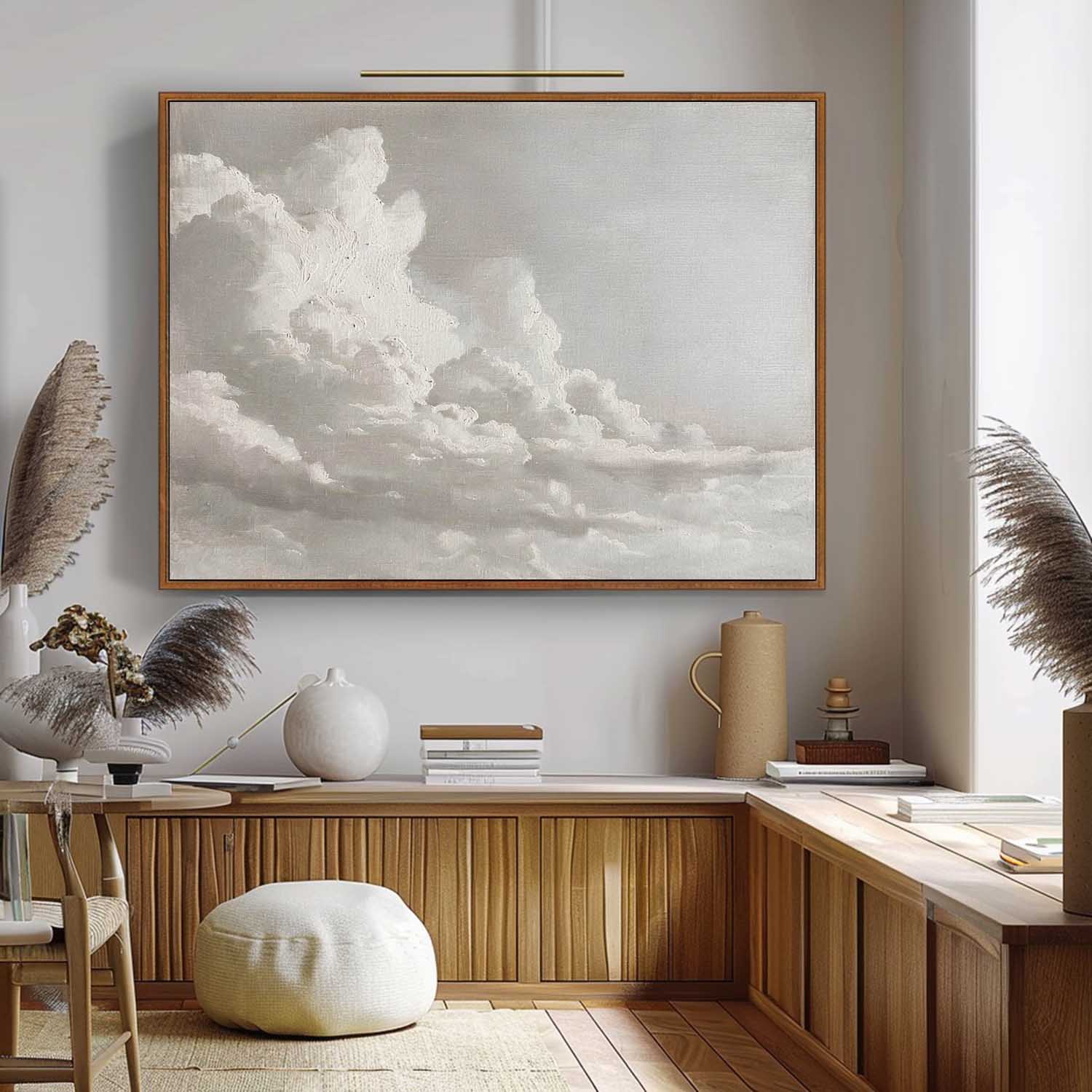 Vintage Cloud Landscape Painting Vintage Original Wood Framed Landscape Painting Original Vintage Acrylic Painting