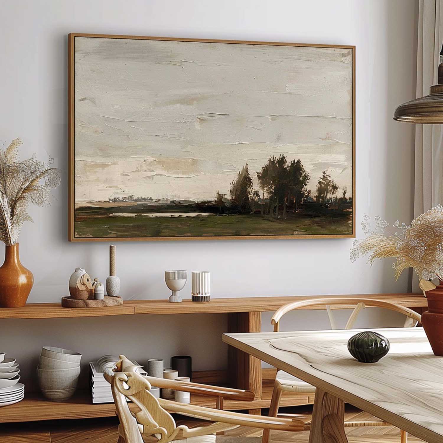 Vintage Wall Art Landscape Oil Painting Framed Canvas Wall Decor Vintage Landscape Framed Art