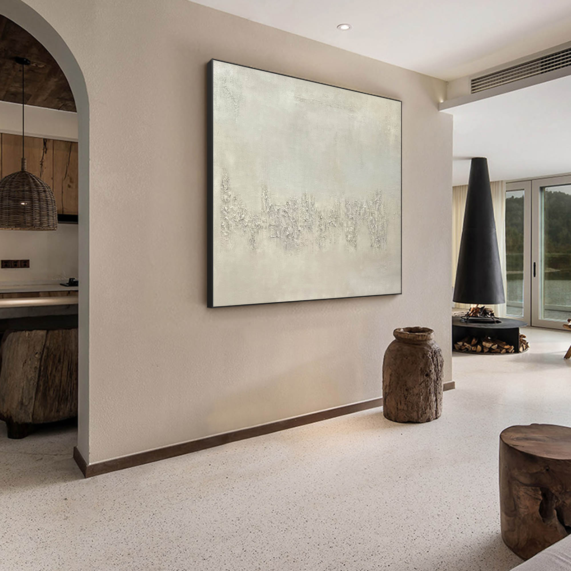 Neutral Beige Minimalist Wall Art 3d Texture Pure Beige Art Oversized Beige Canvas Art