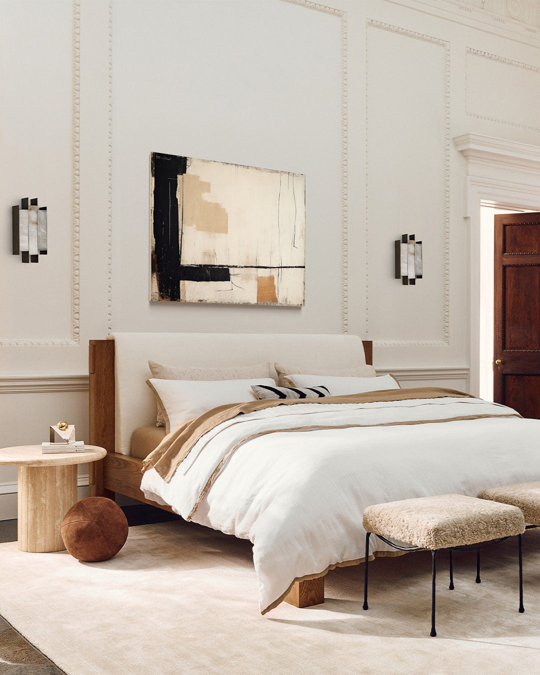 Neutral Beige & Black Painting On Canvas Large Beige Abstract Minimalist Painting Black Beige Wall Art