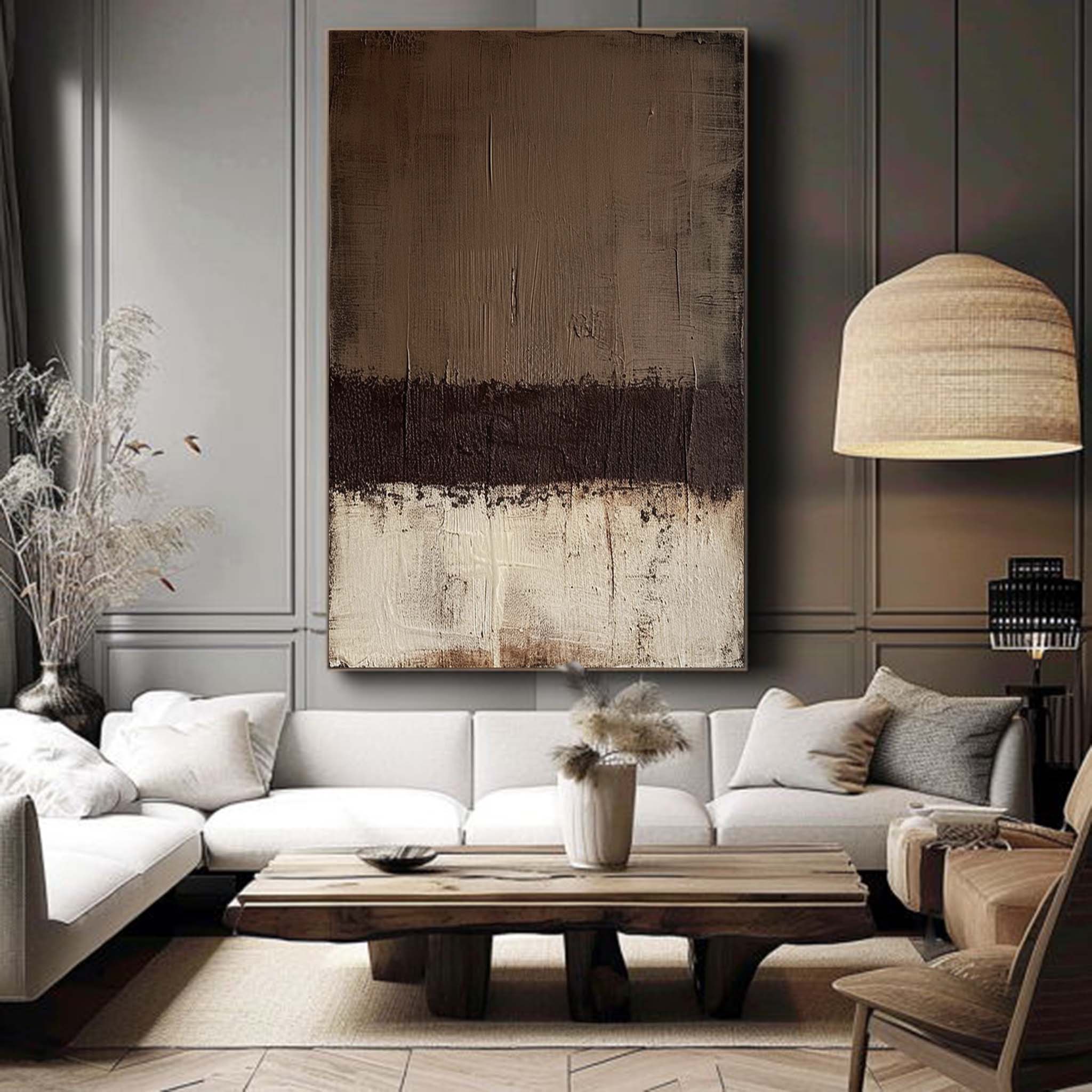 Large Black Beige Texture Wall Art Brown Minimalist Painting Wabi Sabi Wall Art