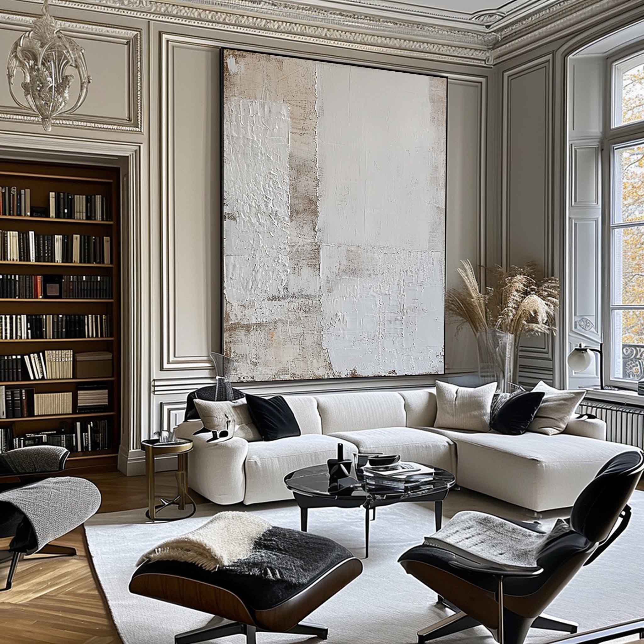 Large Beige And White Minimalist Wall Art Large Beige Textured Wall Art White Abstract Painting