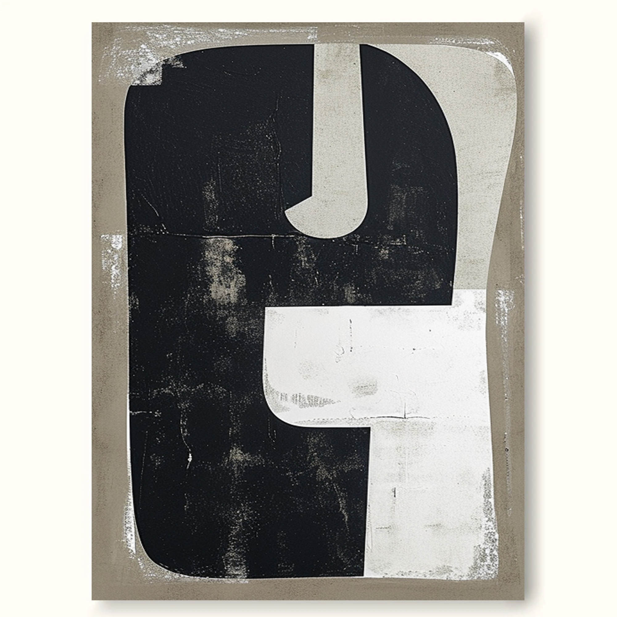 White Black Minimalist Painting Black Canvas Wall Art Black And White Wall Decor