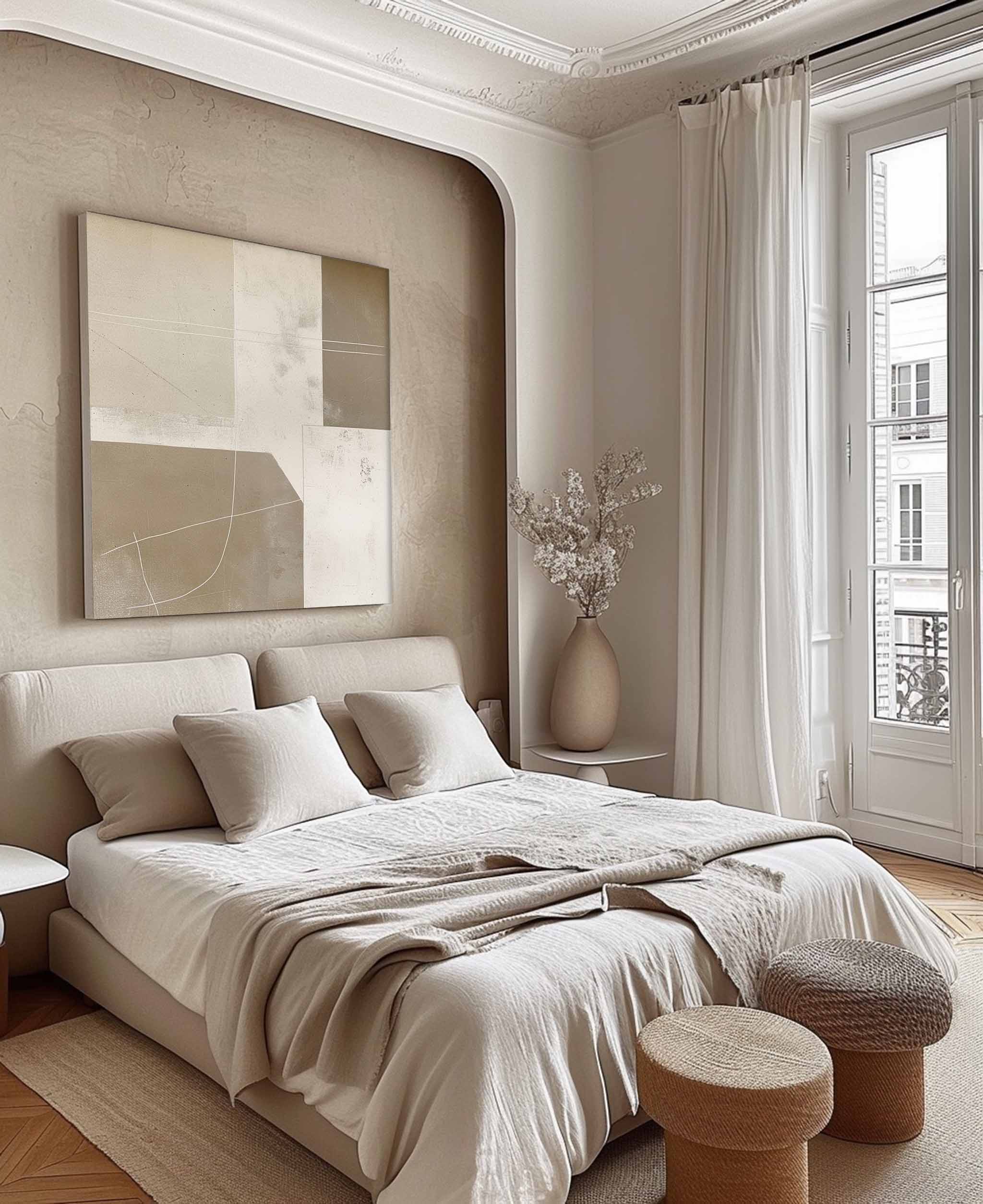 Beige Minimalist Abstract Painting Original Beige Minimalist Wall Art Beige Wall Painting