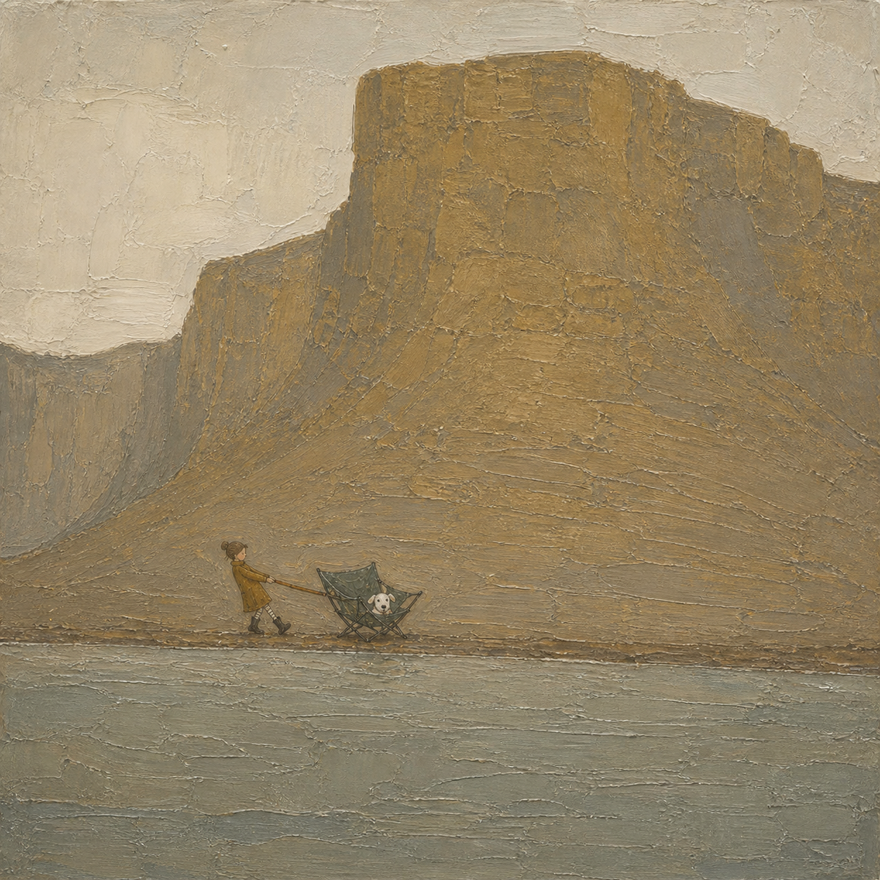 Vintage Abstract Mountain Wall Art Hand Painted Large Pet Travel Canvas Art
