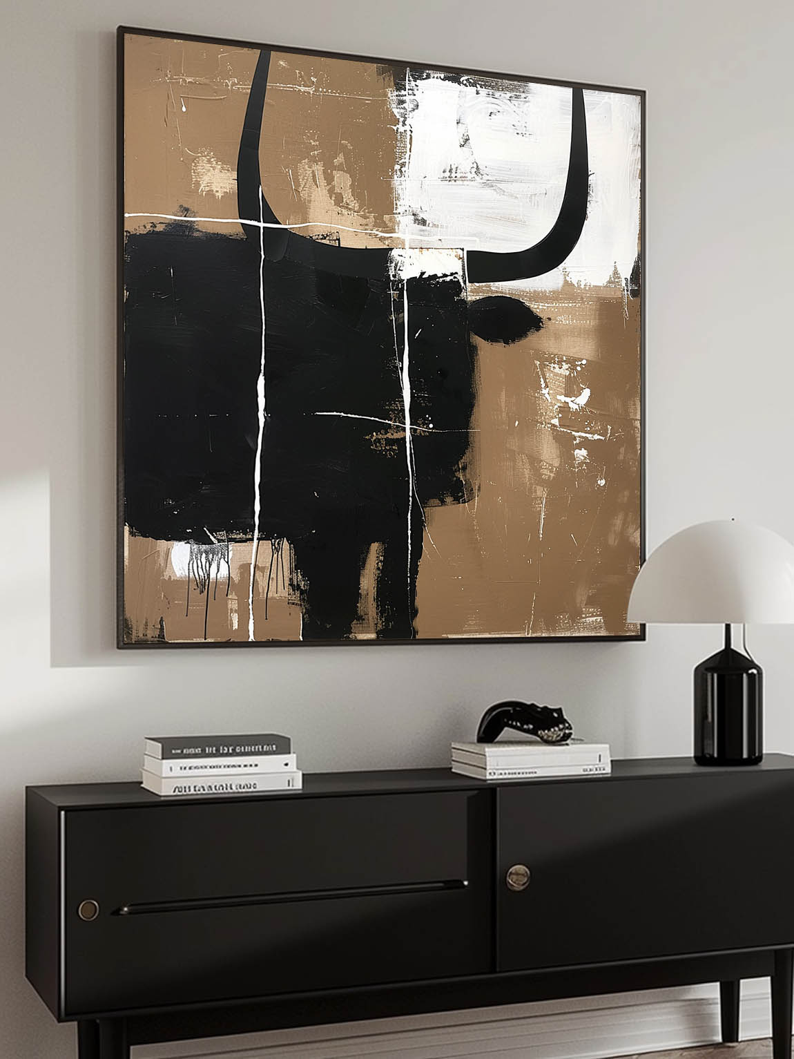 Vintage Bull Oil Painting Abstract Bull Oil Painting On Canvas Large Original Bull Canvas Wall Art