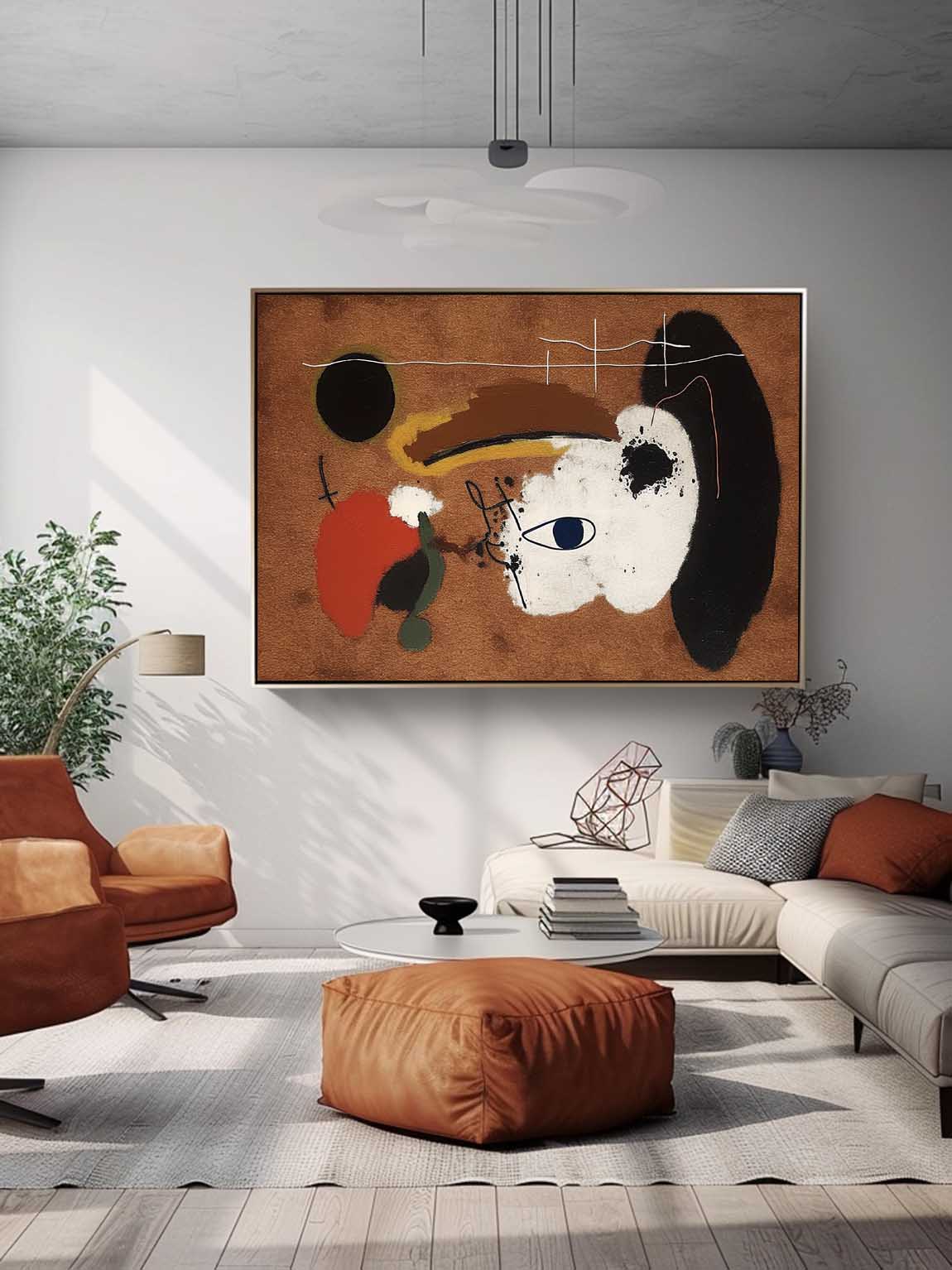 Abstract Vintage Brown Painting On Canvas Large Retro Black And White Abstract Art Original Canvas Painting