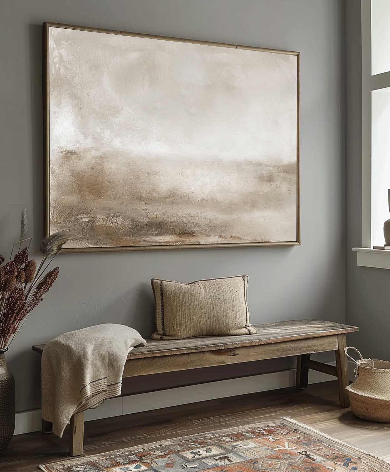 Vintage Landscape Painting Country Oil Painting Large Minimalist Country Abstract Painting