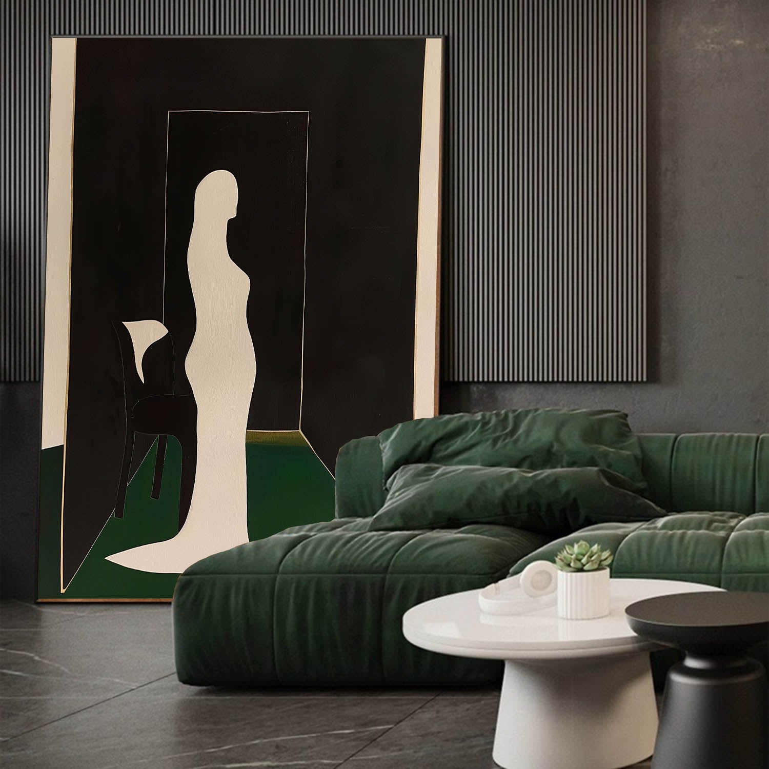 Vintage Standing Woman Wall Art Original Woman Painting On Canvas Mid Century Artwork
