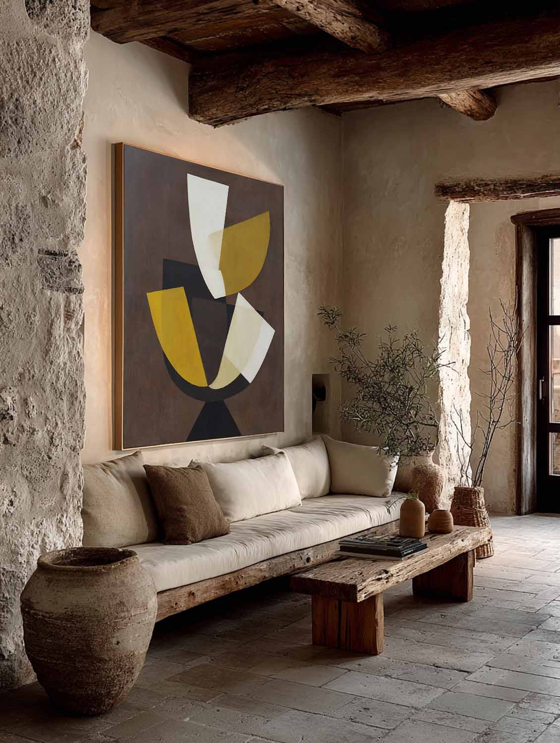 Minimalist Abstract Yellow And White Wall Art Original Yellow & White Wabi Sabi Oil Painting Large White Yellow Wall Art On Canvas