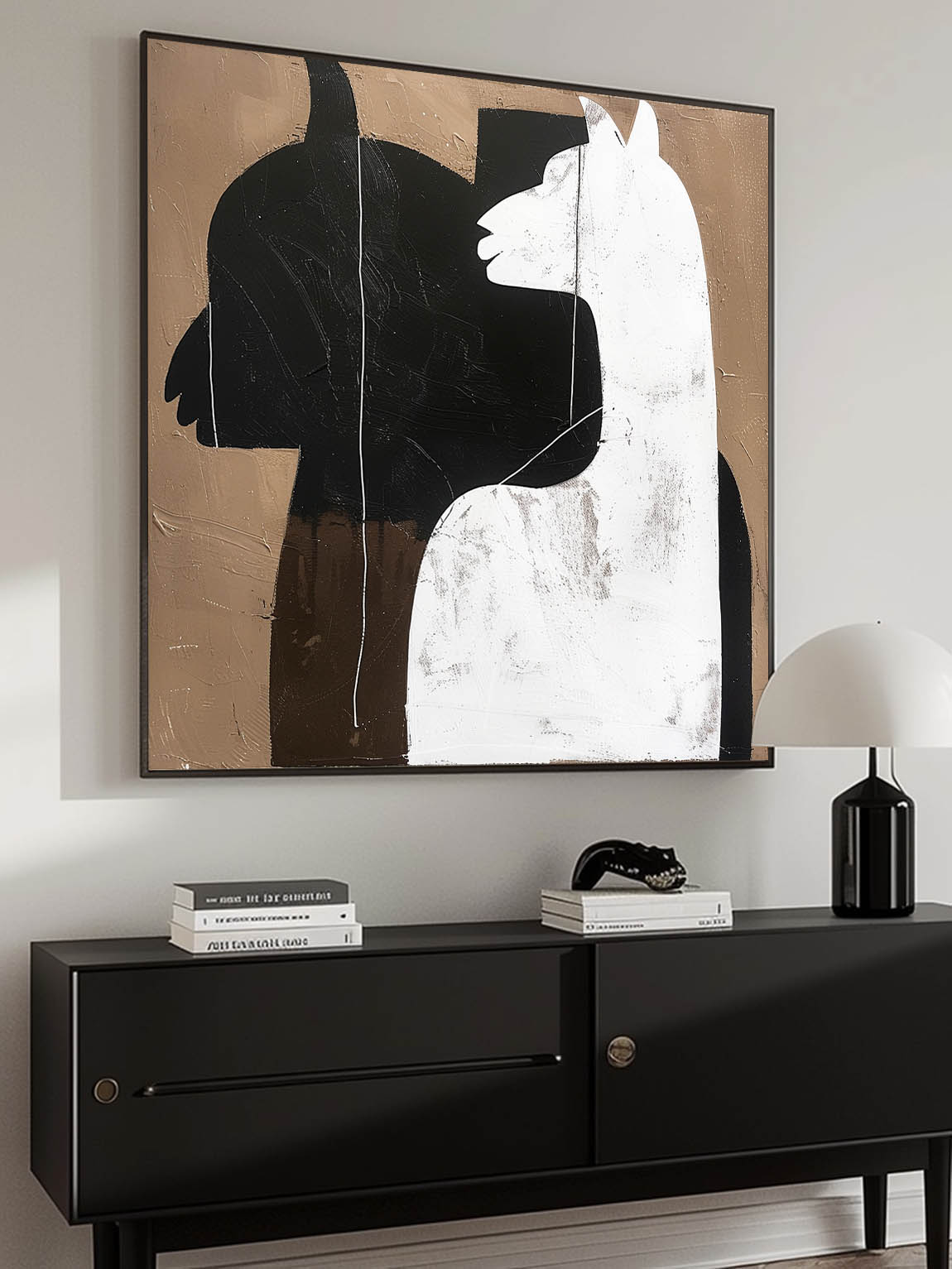 Retro Minimalist Alpaca Canvas Art Retro Large Alpaca Painting On Canvas Vintage Alpaca Painting