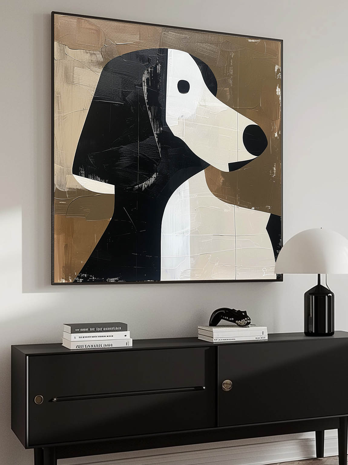 Retro Minimalist Dog Wall Art Large Acrylic Canvas Painting Minimalist Retro Canvas Wall Art