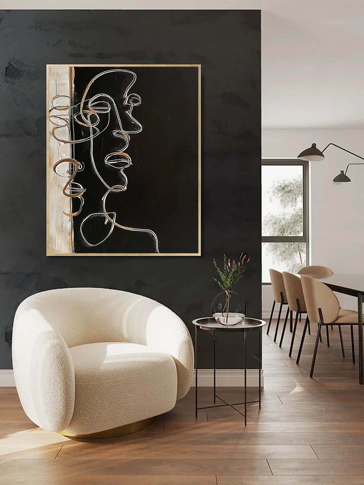 Woman Face Artwork Faceless Portrait Painting Original Woman Face Canvas Art Large Faceless Portrait Painting