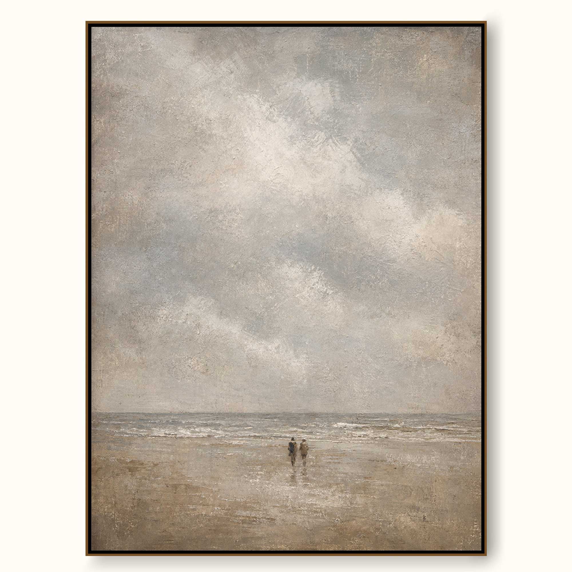 Neutral Coastal Beach Painting For Modern Living Room Wall Art Decor