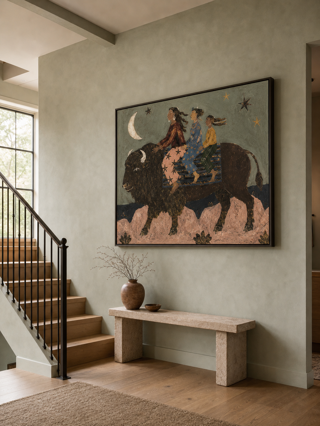 Rustic Luxury Villa Animal Painting Above Couch Large Texture Bohemian Wall Art Canvas