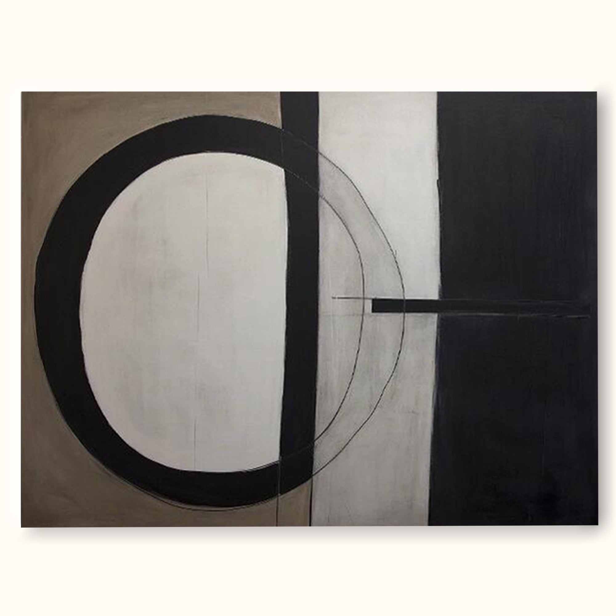 Minimalist Circular Wall Art White Black Circular Wall Art Minimalist Black Painting On Canvas