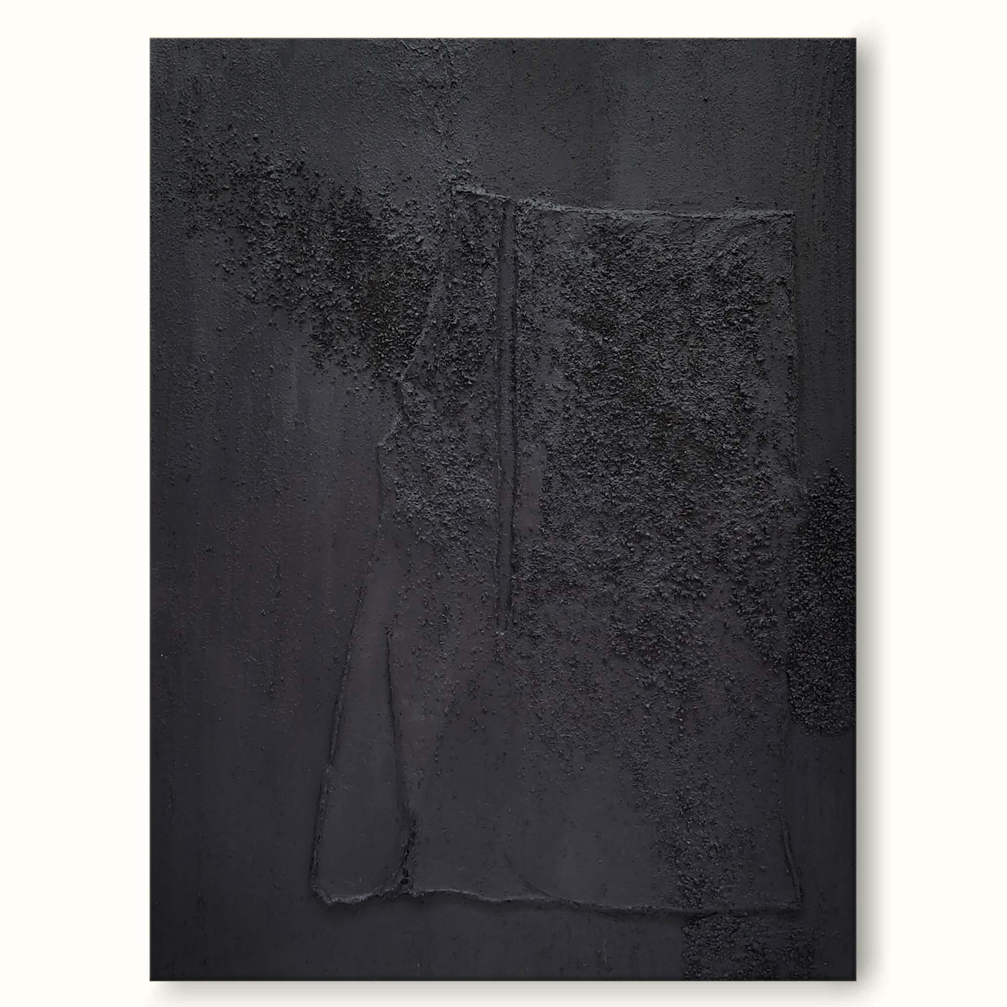 Large Black Abstract Painting Minimalist Black Abstract Painting Living Room Wall Decor Painting
