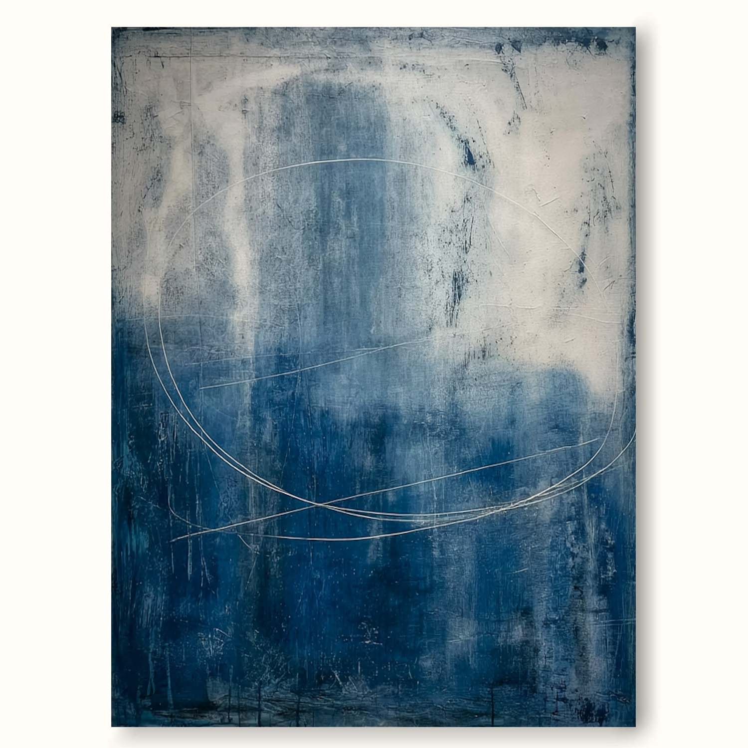 Minimalist Navy Blue Abstract Brush Line Painting Handmade Blue Abstract Canvas Artwork Navy Blue Abstract Wall Art