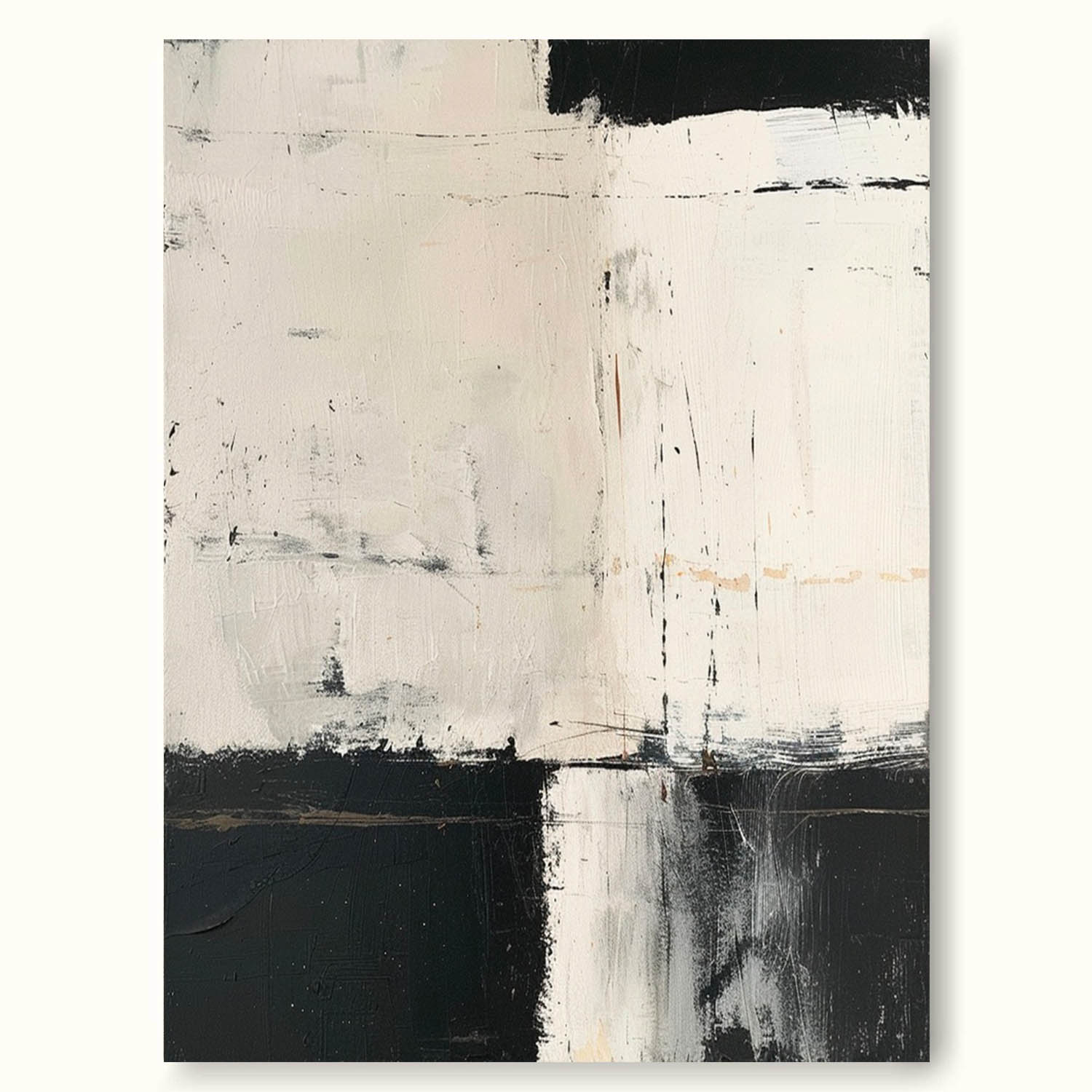 Minimalist Beige And Black Wabi-Sabi Wall Art Neutral Beige Wall Art Original Black Beige Texture Painting