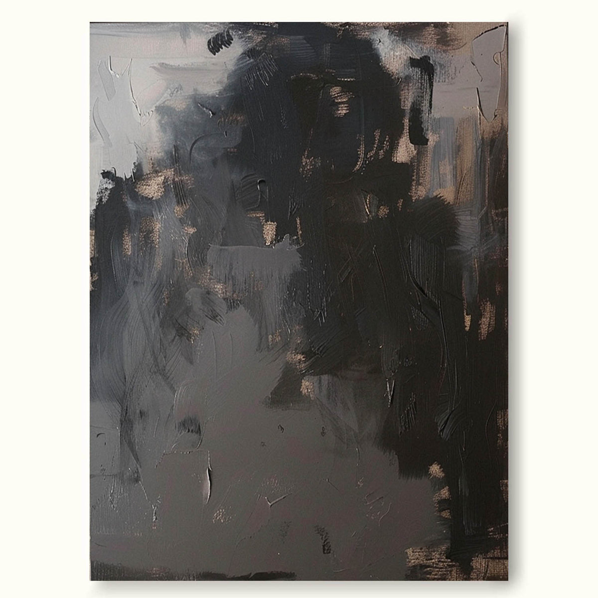 Vintage Texture Wabi Sabi Art Minimalist Black Abstract Painting On ...