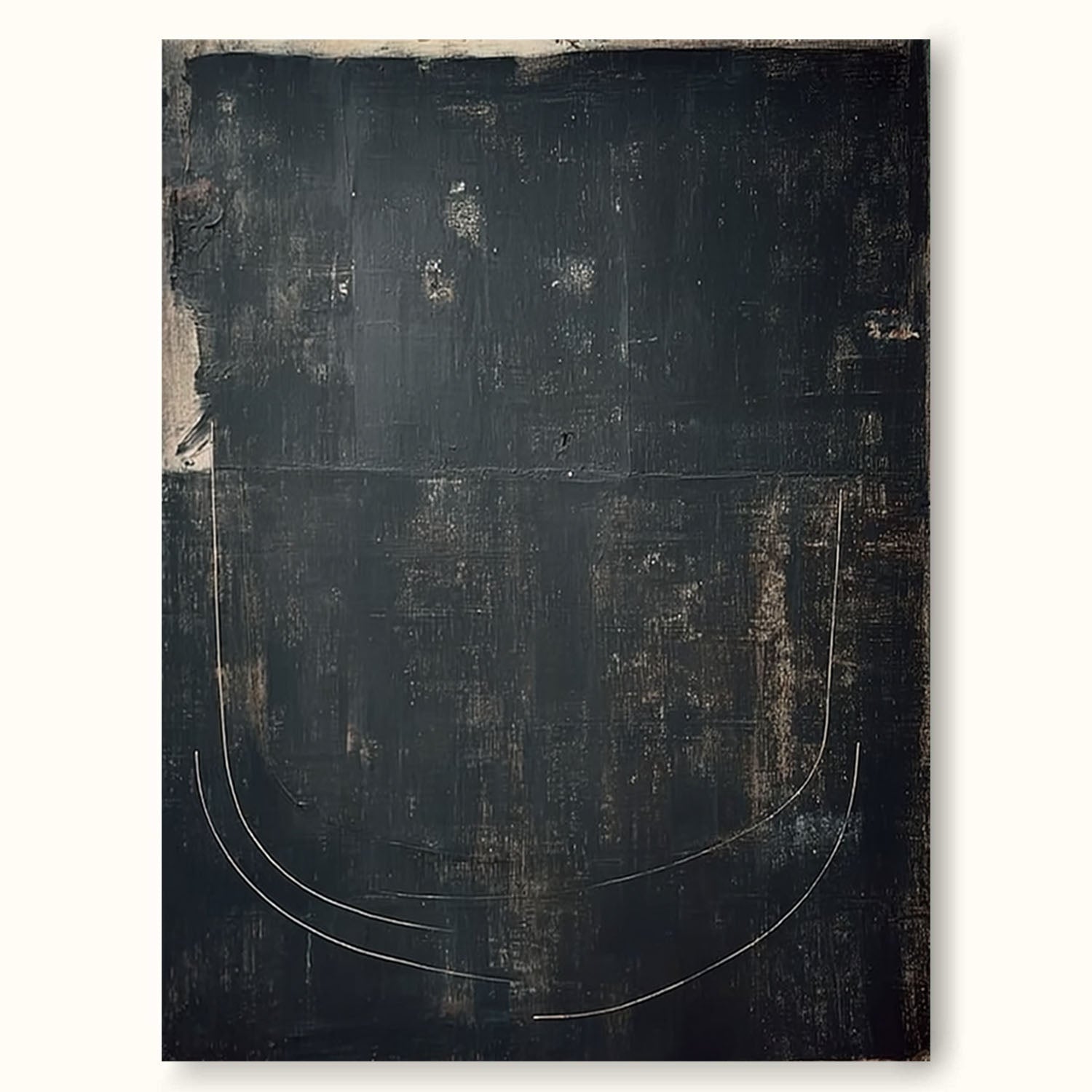 Handmade Black Minimalist Line Texture Painting Modern Handmade Black Abstract Painting Minimal Line Textured Canvas Artwork