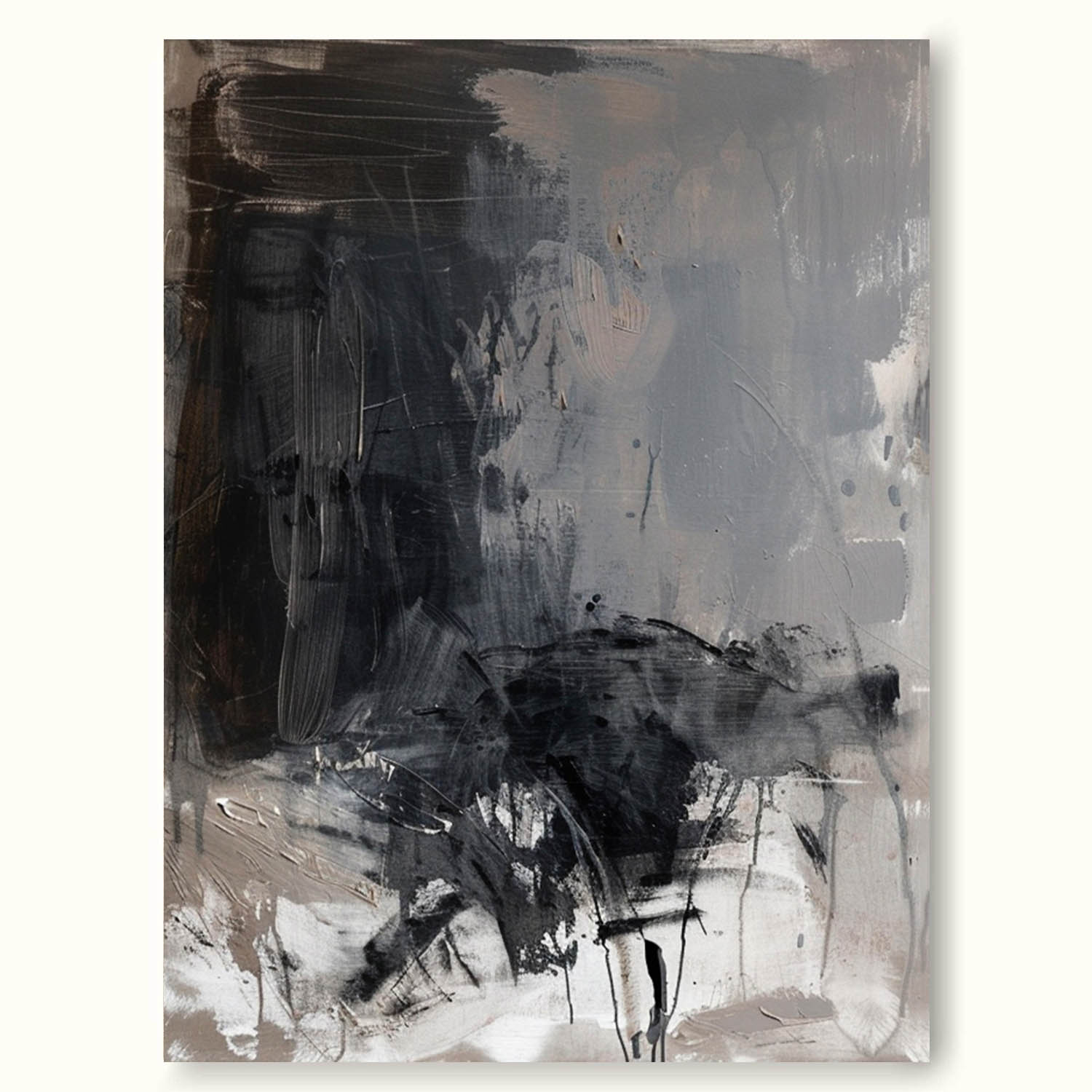 Large Minimalist Black And Grey Art Original Black Gray Acrylic Painting Neutral Black Texture Wall Art