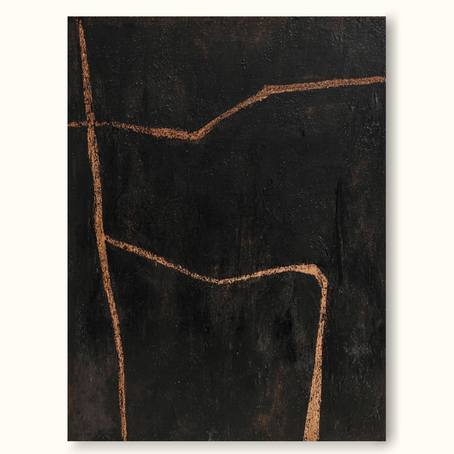 Minimalist Black Abstract Line Painting Modern Handmade Black Abstract Canvas Art Large Black Line Oil Painting