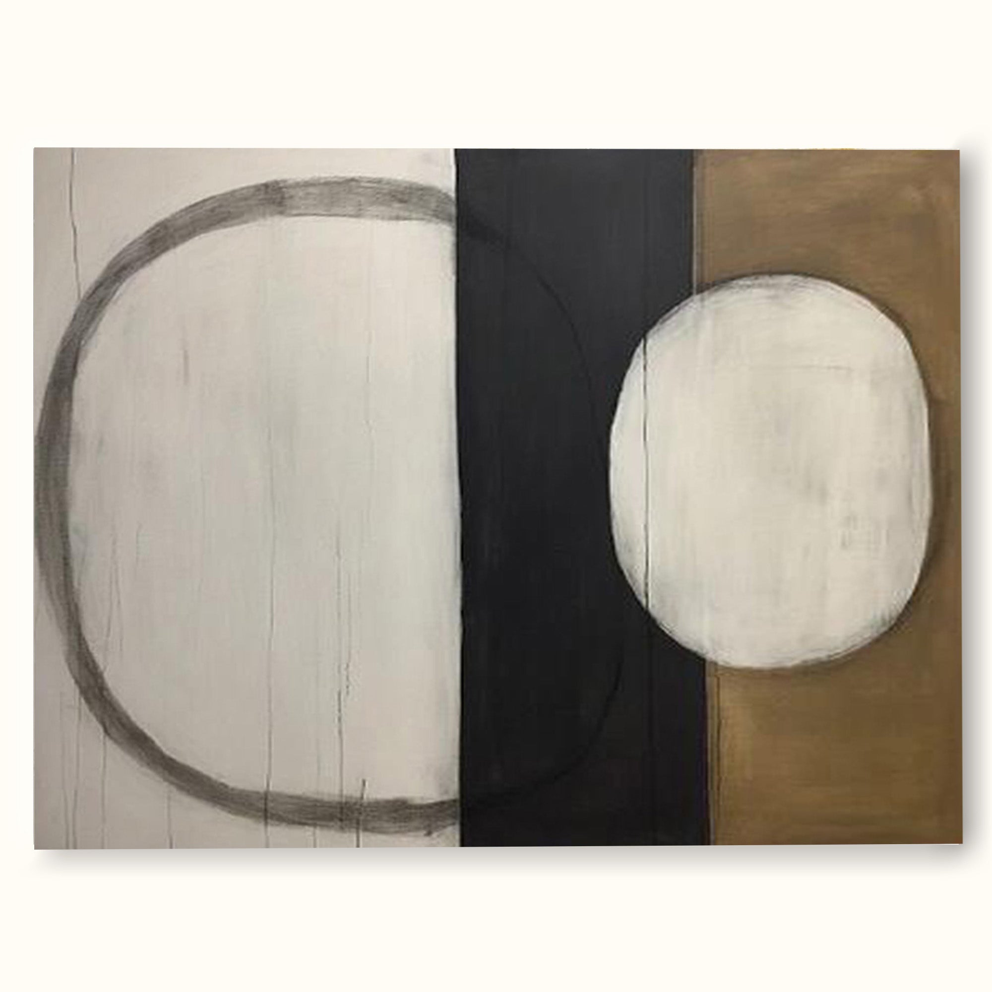 Minimalist Brown Circle Texture Wall ArtWhite And Brown Textured Wall Art Wabi Sabi Wall Art