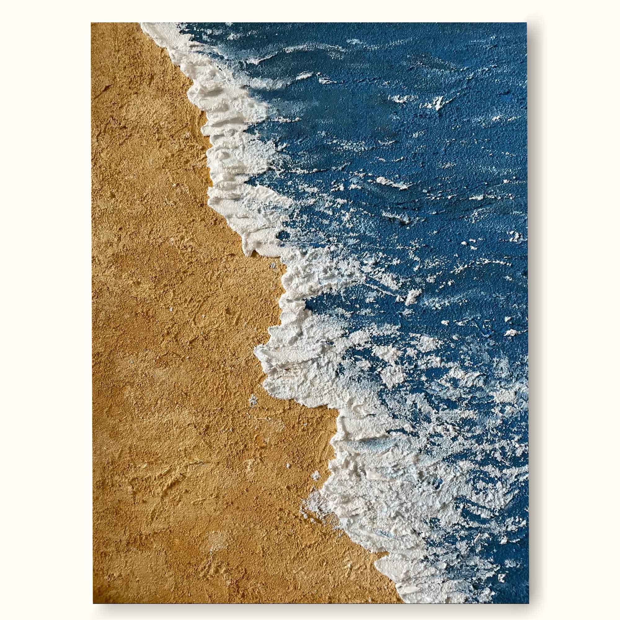 Large 3D Textured Coastal Wall Art Minimalist Blue abstract painting Beach Canvas Painting