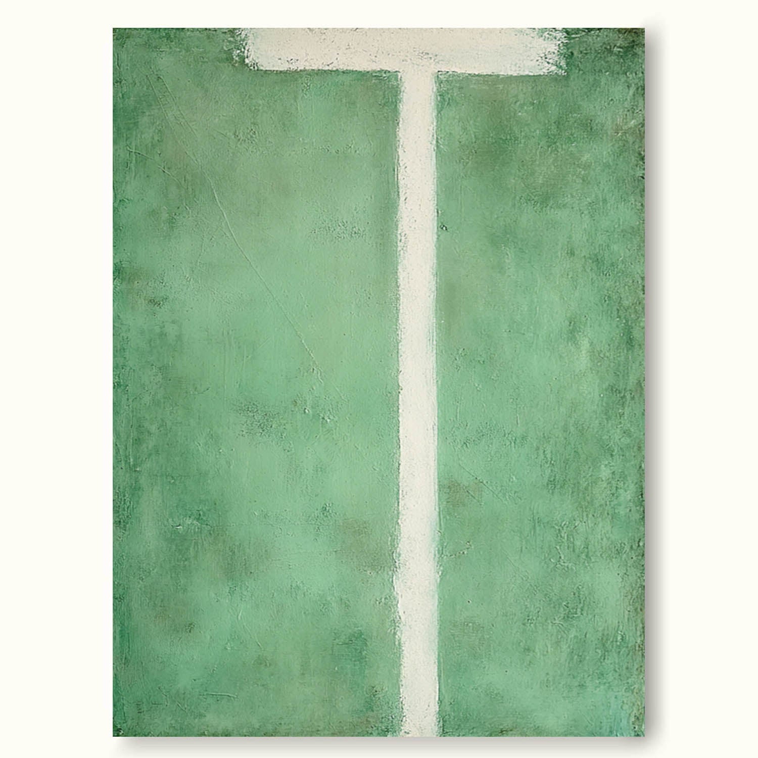 Modern Handmade Green Abstract Painting Minimalist Green Abstract Line Painting Green Minimalist Abstract Wall Art