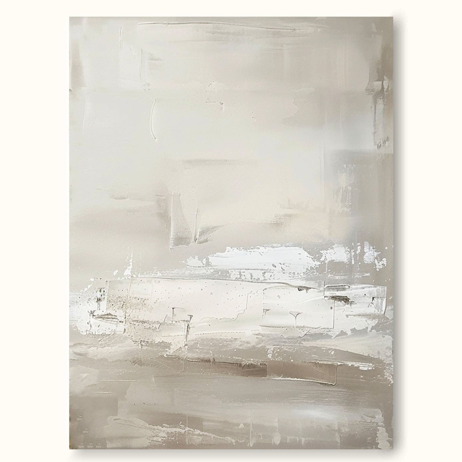 Vintage Beige And White Minimalist Abstract Canvas Art Retro Wabi Sabi Beige Textured Art Vintage Neutral Beige Wall Art