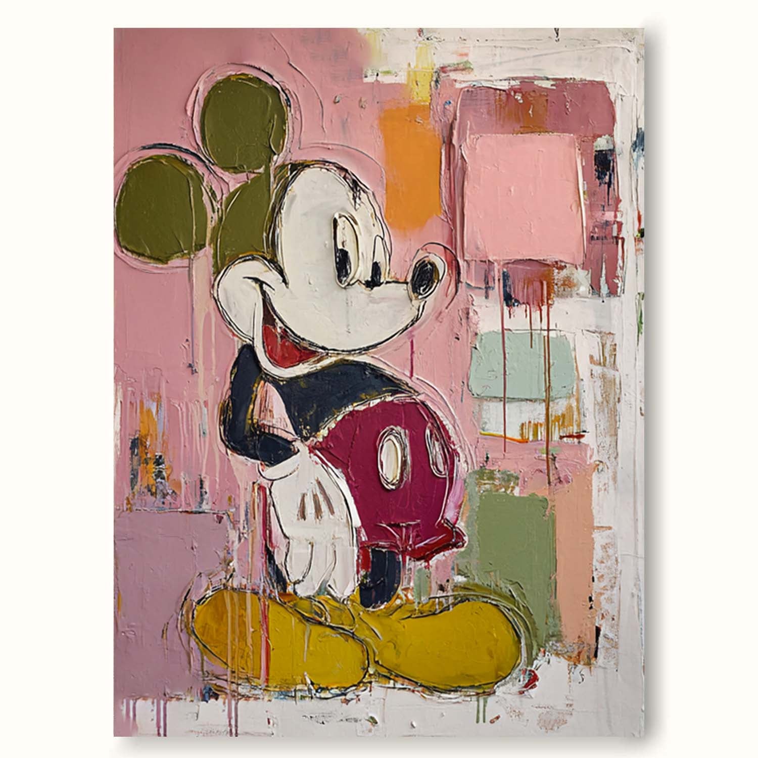 Original Mickey Abstract Painting Large Colorful Mickey Wall Art Original Textured Mickey Abstract Artwork