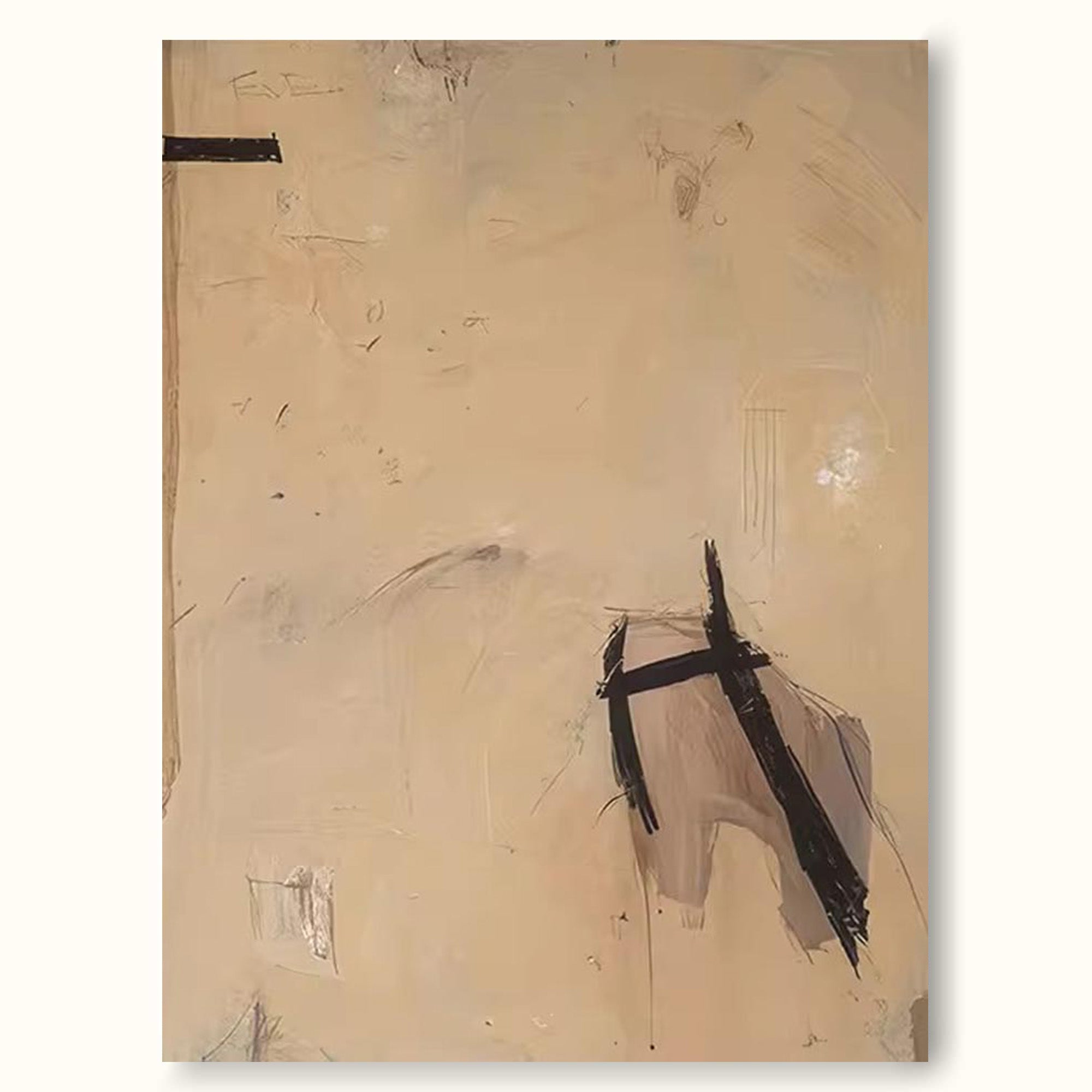 Neutral Minimalist brown Painting Neutral Minimalist Painting on Canvas Brown Plaster Wall Art