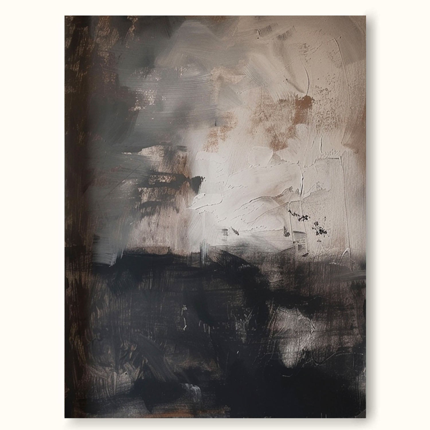 Retro Black Grey Abstract Wall Art Minimalism Black Grey Canvas Art Original Handmade Oil Painting