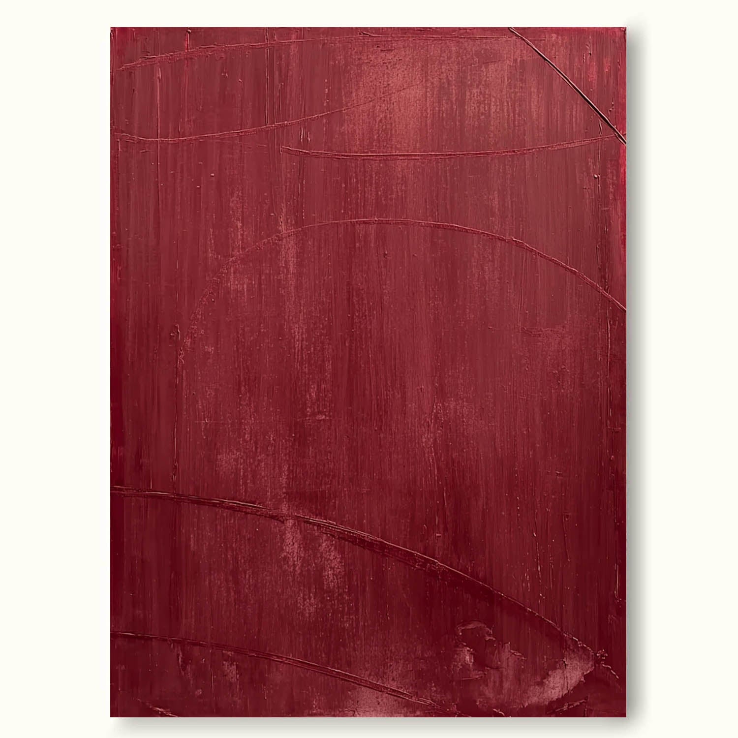 Handmade Deep Red Minimalist Abstract Wall Art Handmade Red Textured Painting Burgundy Textured Abstract Artwork