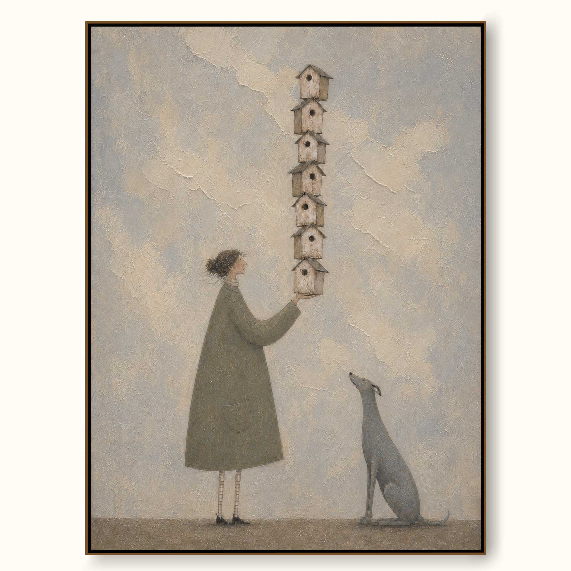 Vintage Style Wall Art Featuring Dog Companion And Earthy Tones