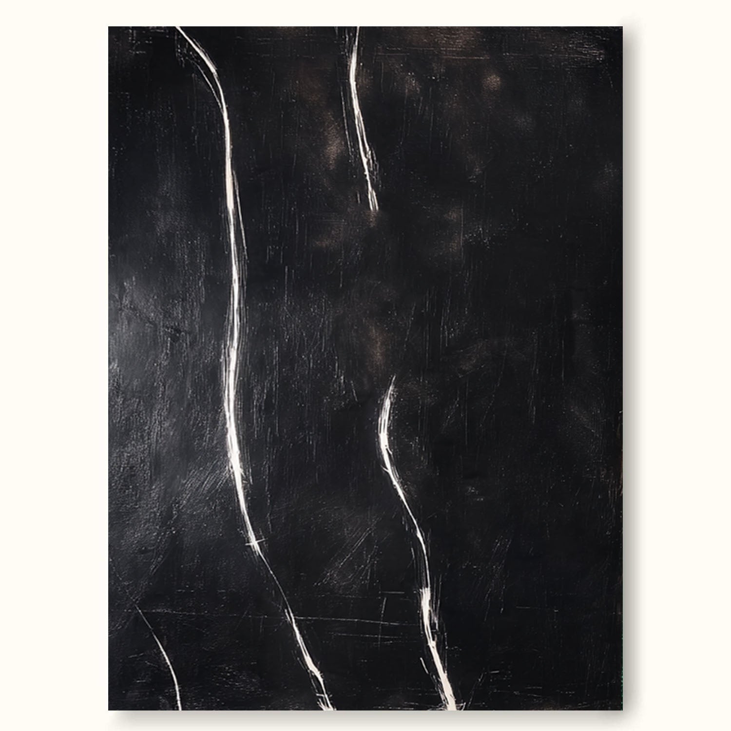 Handmade Black Minimalist Abstract Oil Painting Modern Black Abstract Textured Painting Black Minimalist Line Abstract Painting