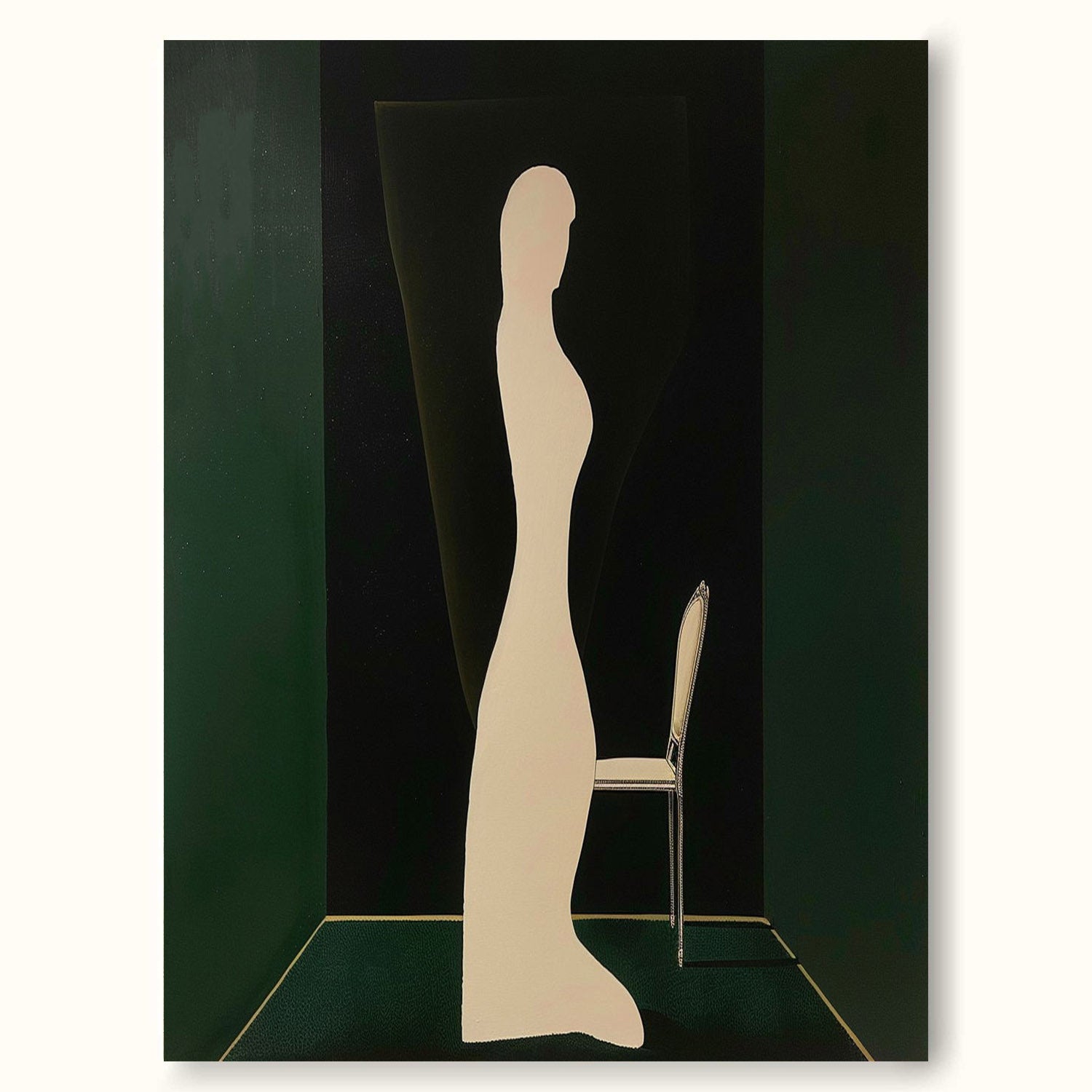 Vintage Beige Woman Abstract Painting Retro Beige Woman Abstract Wall Art Mid Century Beige Woman Painting