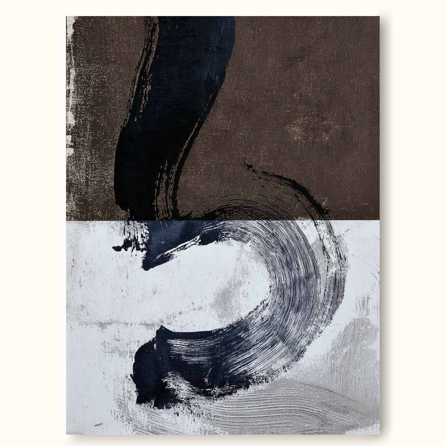 Handmade White And Brown Textured Canvas Minimalist Neutral Wall Art Wabi Sabi Brown And White Abstract Canvas