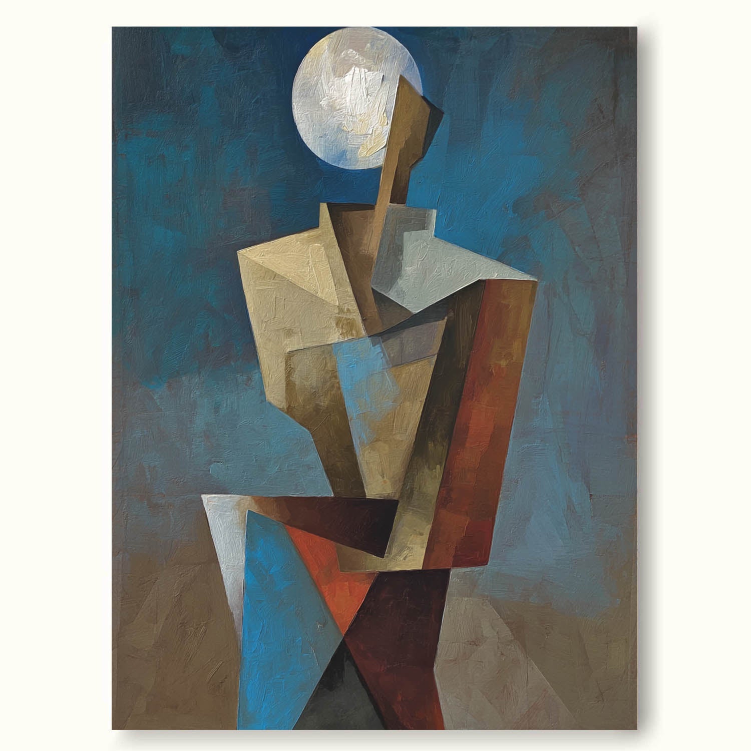Original Red And Blue Geometry Wall Art Large Modern Colorful Geometric Oil Painting Minimalist Colorful Geometric Hand Wall Art