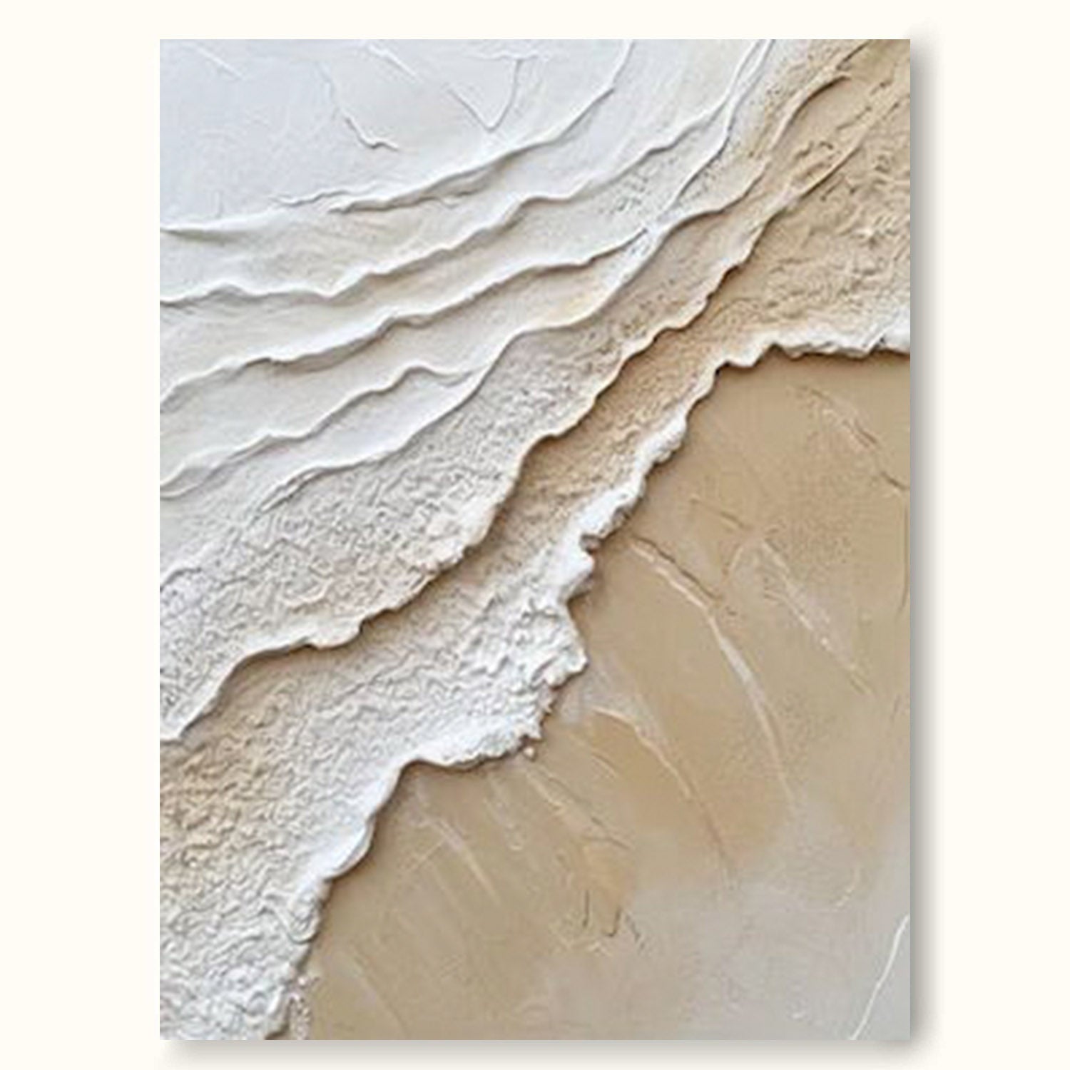 Minimalist 3d Ocean Wall Art Beige & White Ocean Waves Abstract Wall Art Beige Abstract Painting