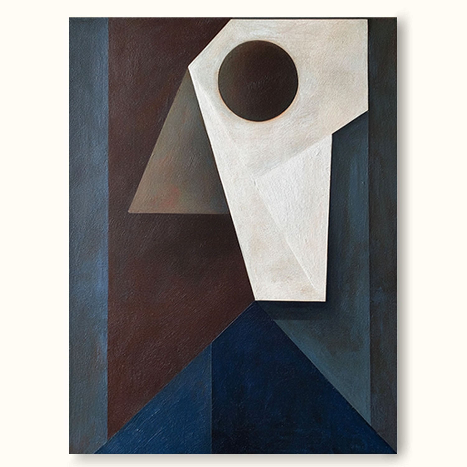 Minimalist Wabi-Sabi Face Wall Art Original Abstract Geometric Oil Painting Large Contemporary Hand-Painted Geometric Wall Art