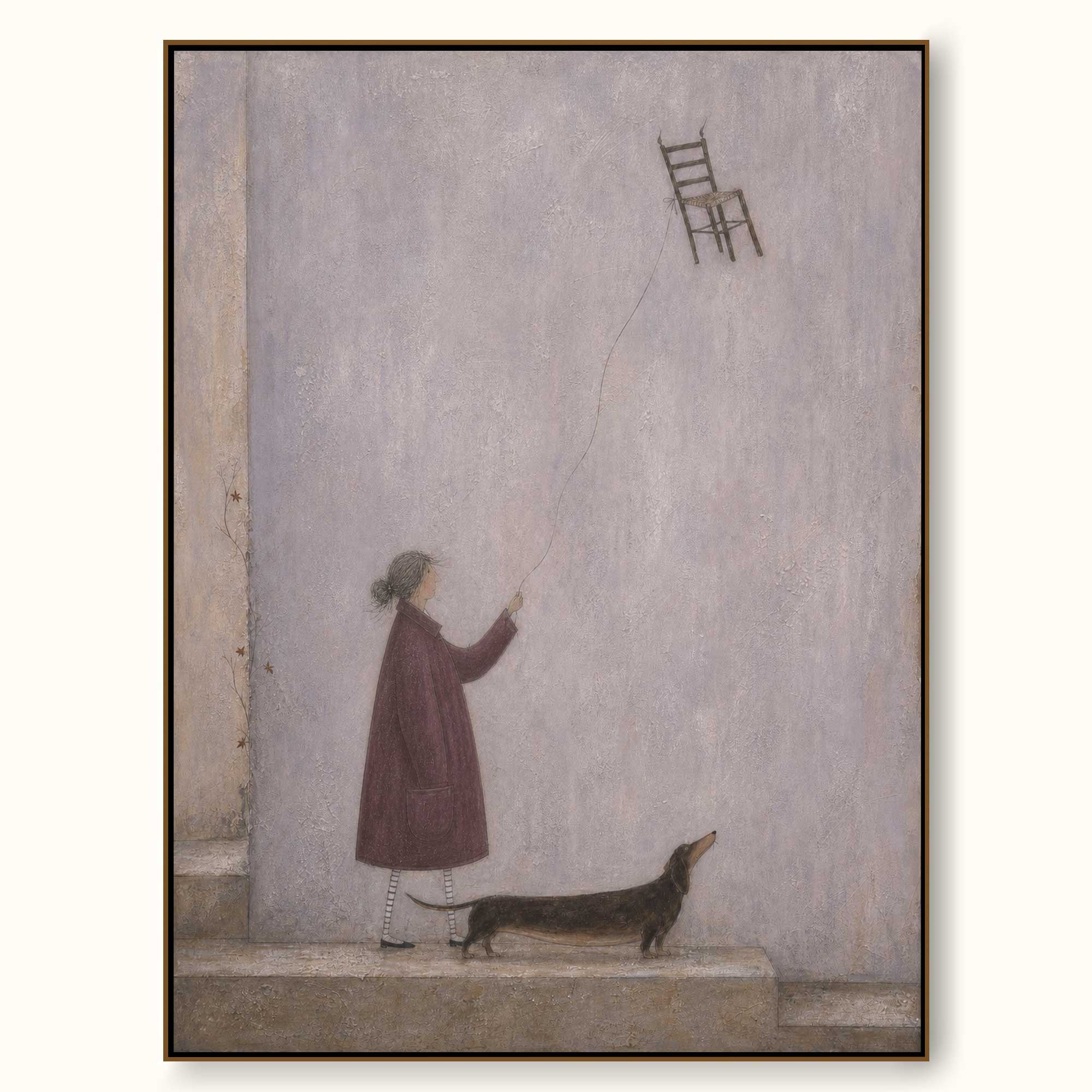 Whimsical Dachshund Art With Surreal Chair Balloon For Modern Home Decor