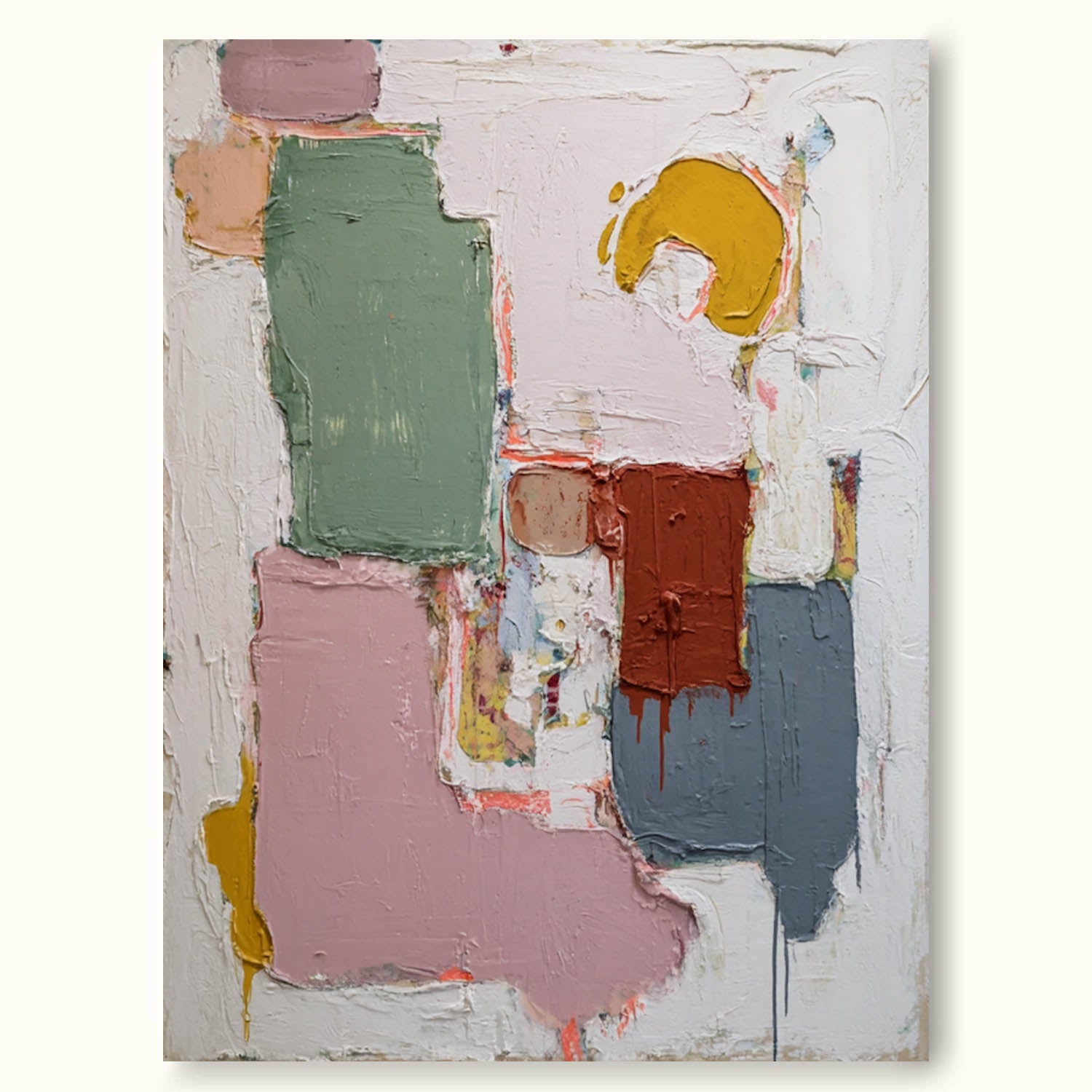 Minimalist Multicolor Abstract Oil Painting Hand-Painted Multicolor Canvas Artwork Handmade Abstract Wall Art