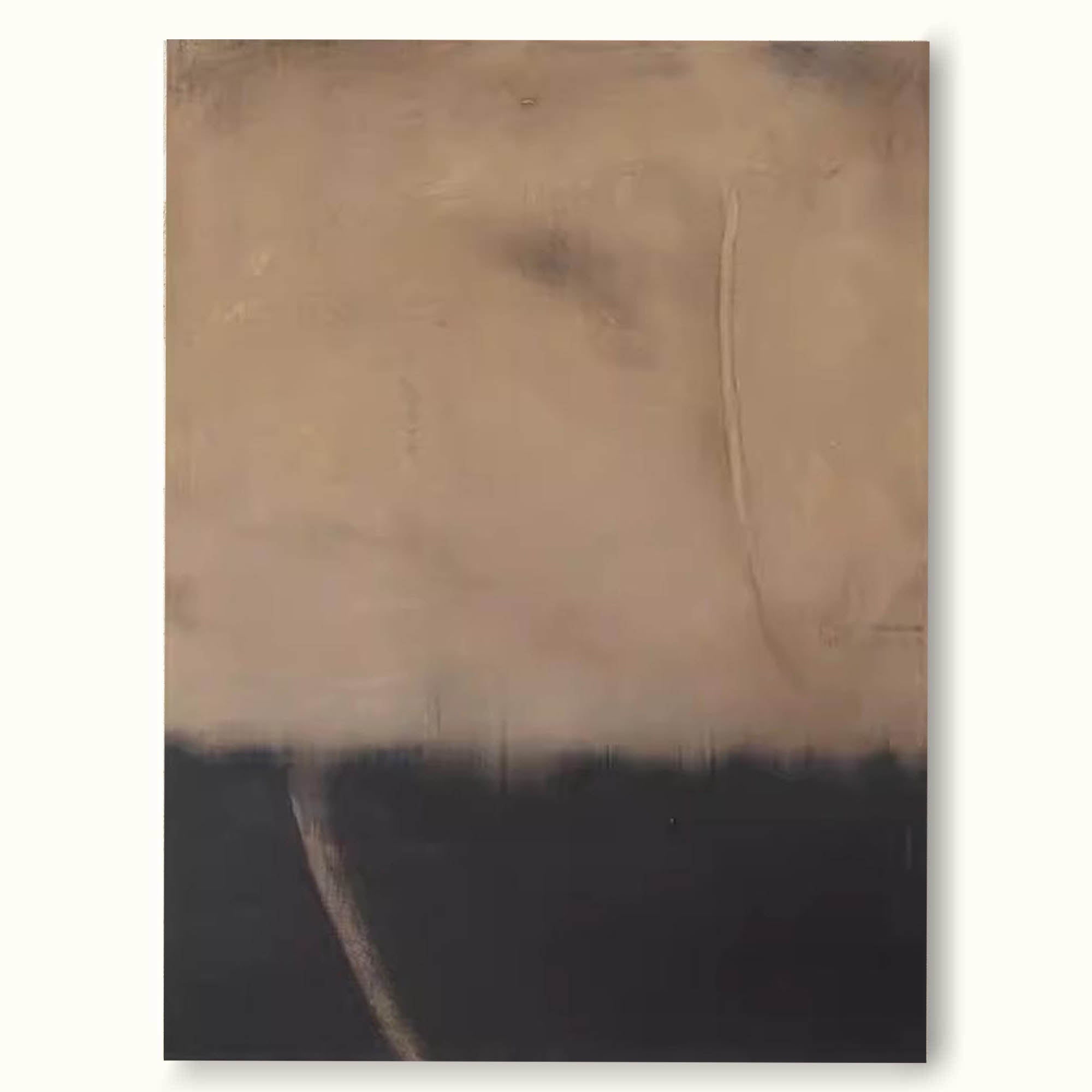 Brown Wabi-Sabi Painting Black Brown Minimalist Wall Decor Brown Black Canvas Wall Art